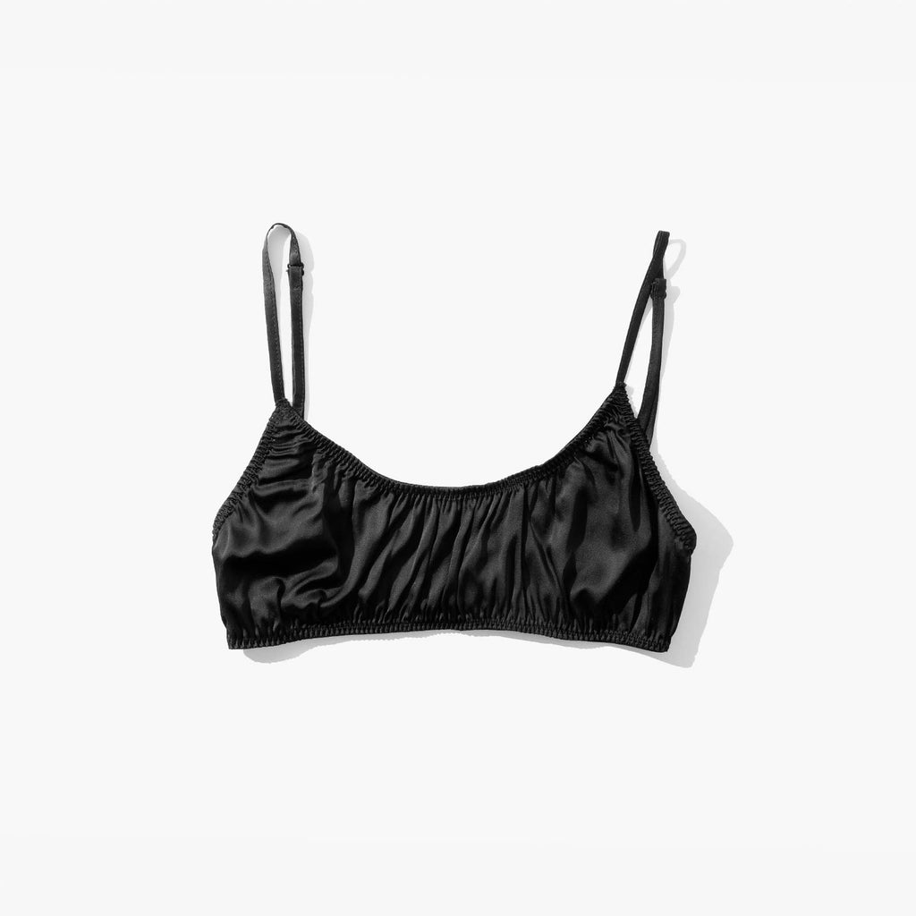 Silk Thong + Plain Bralette Set