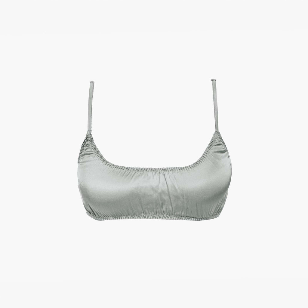 Silk Thong + Plain Bralette Set