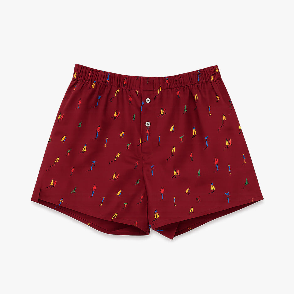 Unisex Cotton Boxer | KAYA x Mulehet | White, Blue & Brick Red