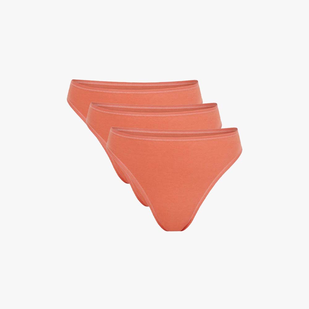 Plain Cotton Thong | 3-Pack Slate & Peach