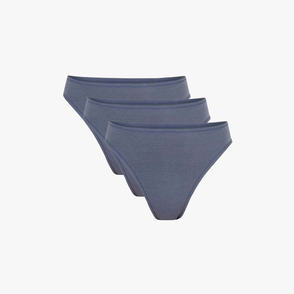 Plain Cotton Thong | 3-Pack Slate & Peach