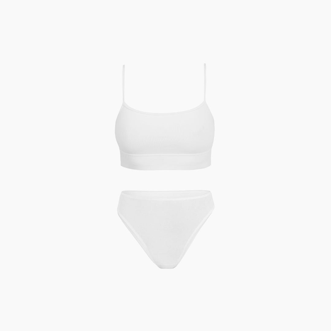 Straight-Neck Bra Top + Plain French Brief Set