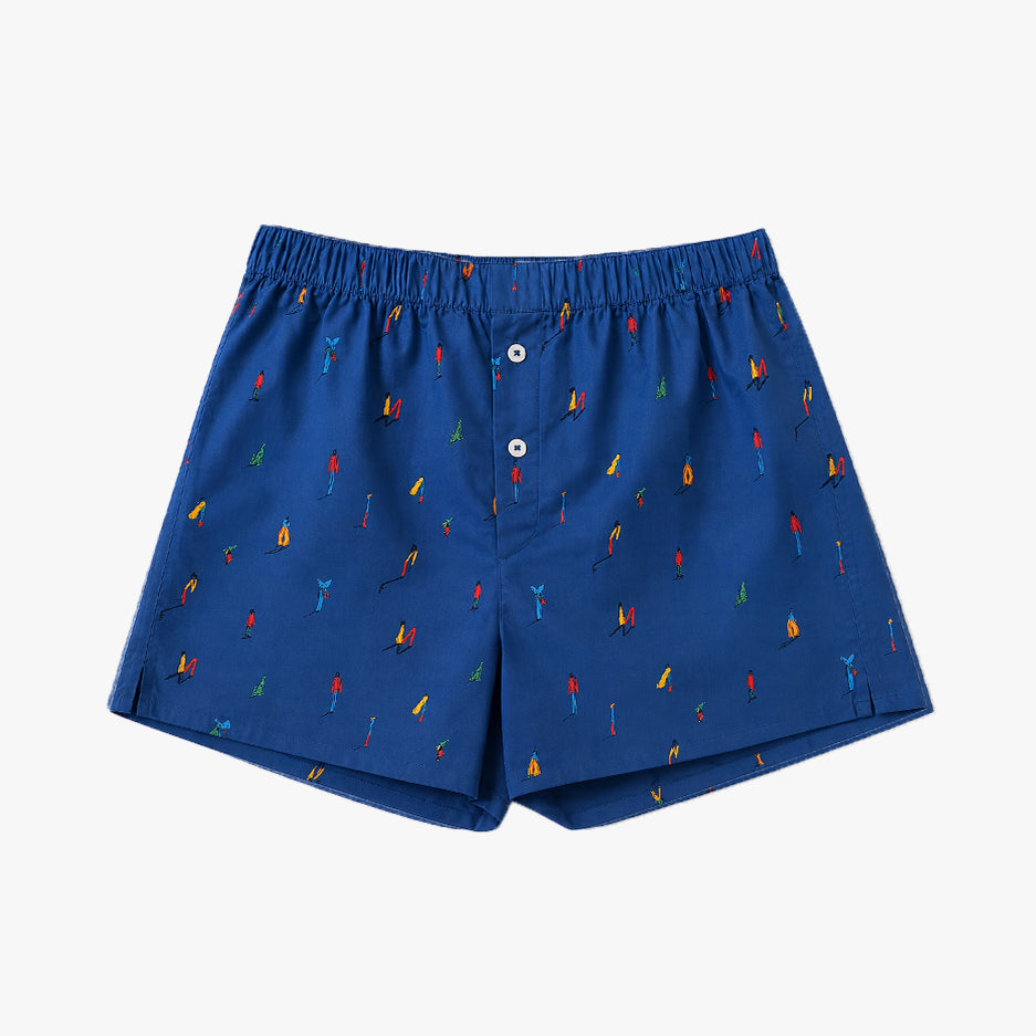 Unisex Cotton Boxer | KAYA x Mulehet | White, Blue & Brick Red