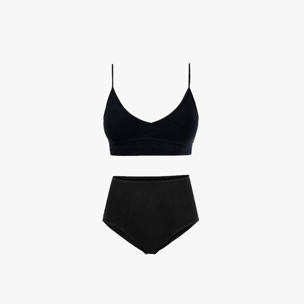 V-Neck Bra Top + High-Waist Brief Set