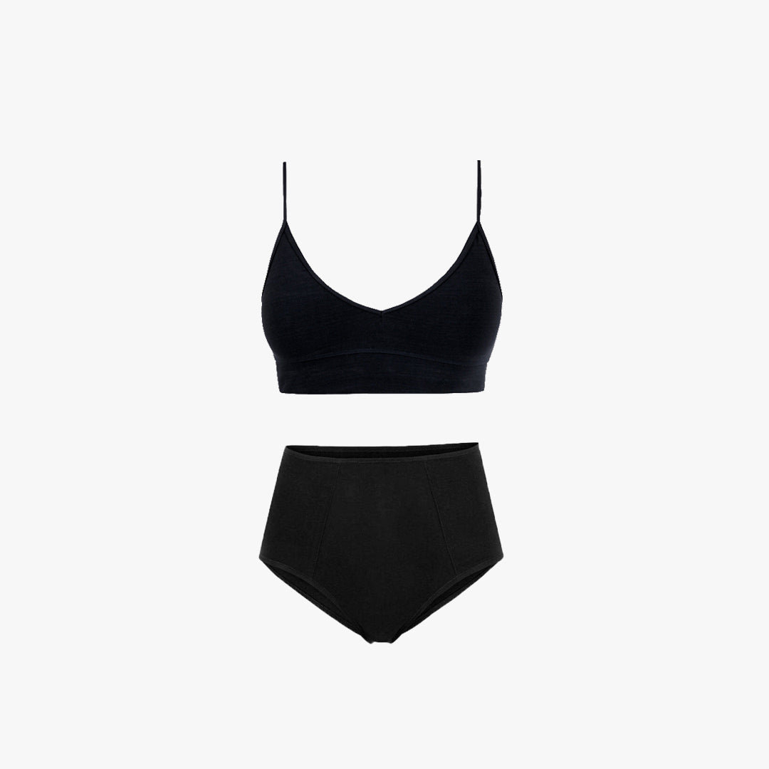 V-Neck Bra Top + High-Waist Brief Set