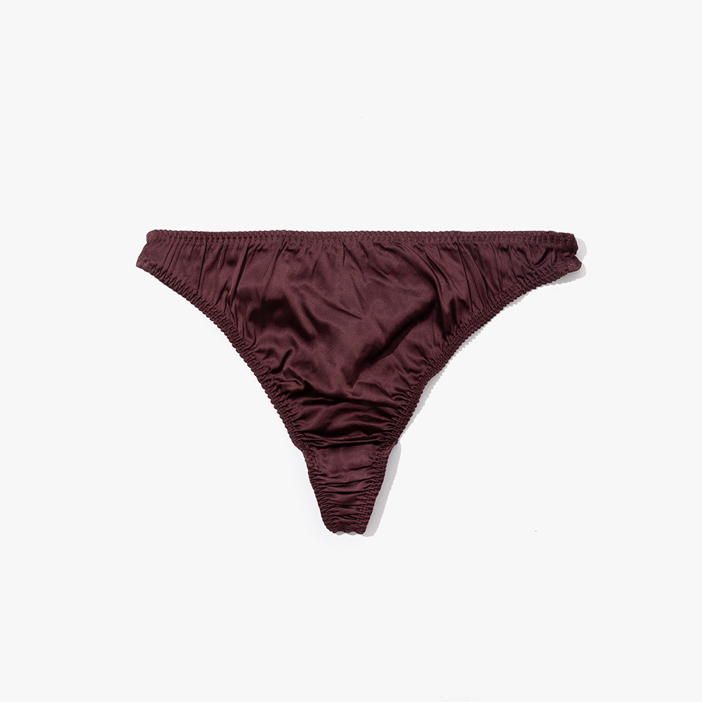 Silk Thong + Plain Bralette Set