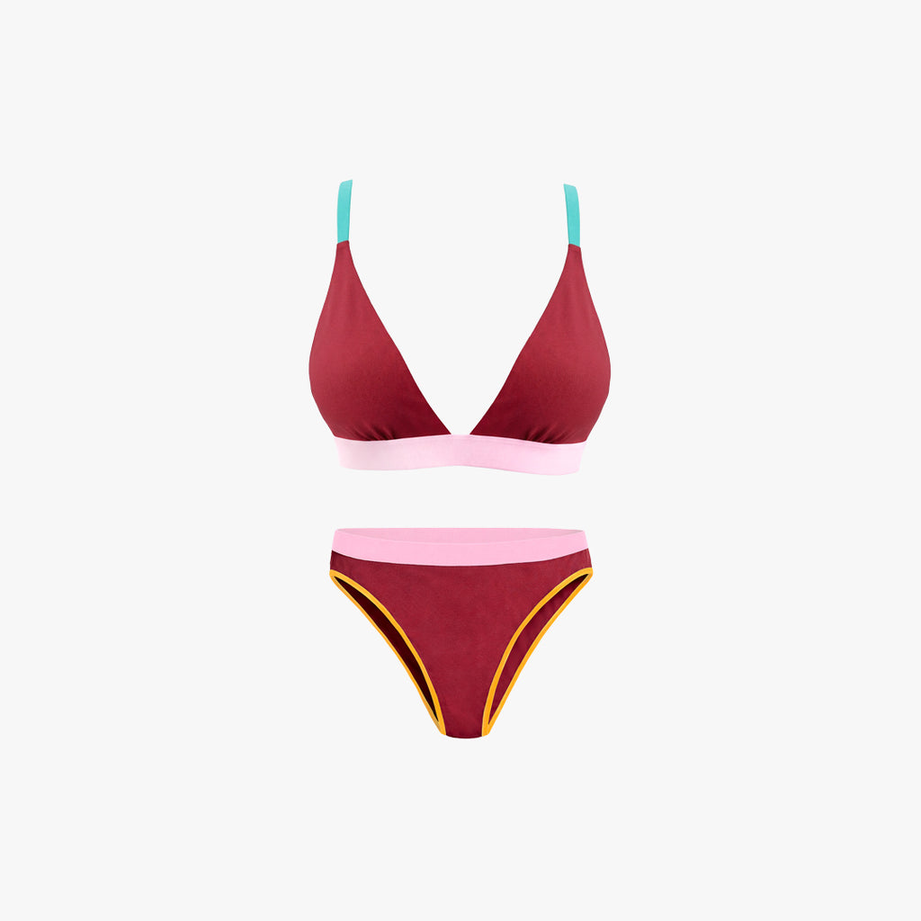 Triangle Bra + Elastic French Brief Set | Multicolor