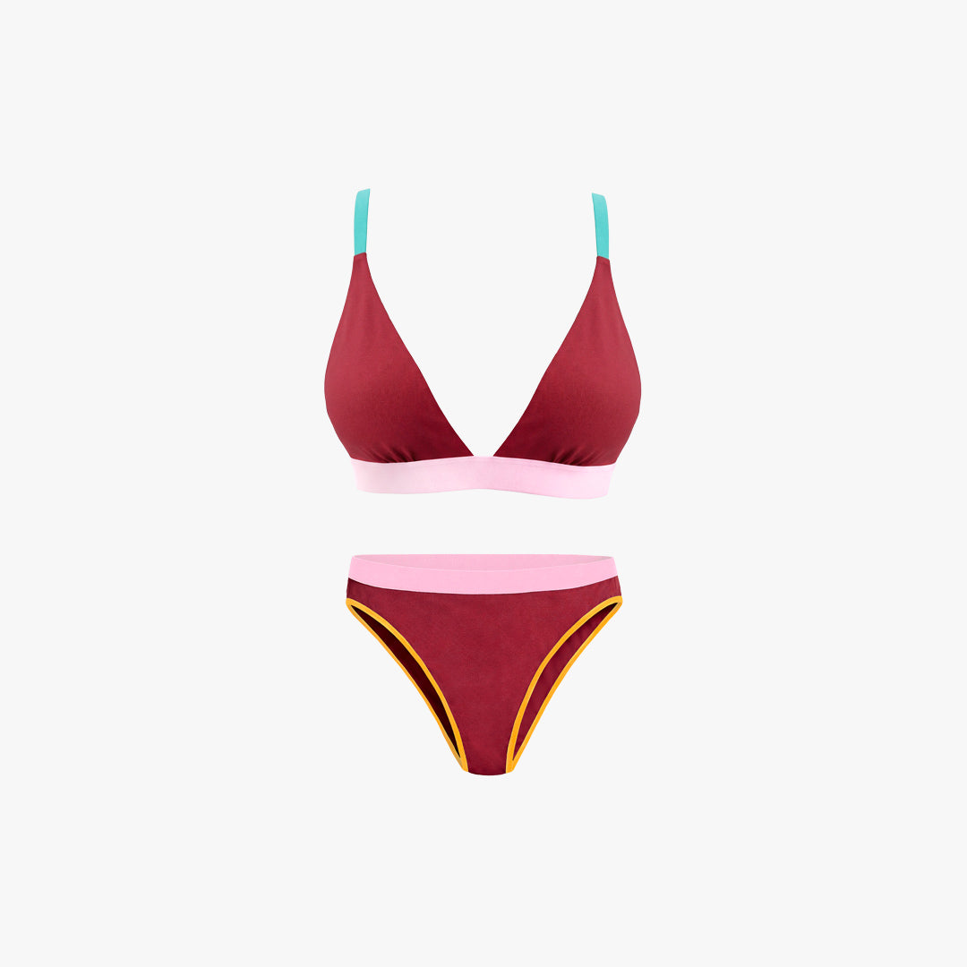 Triangle Bra + Elastic French Brief Set | Multicolor