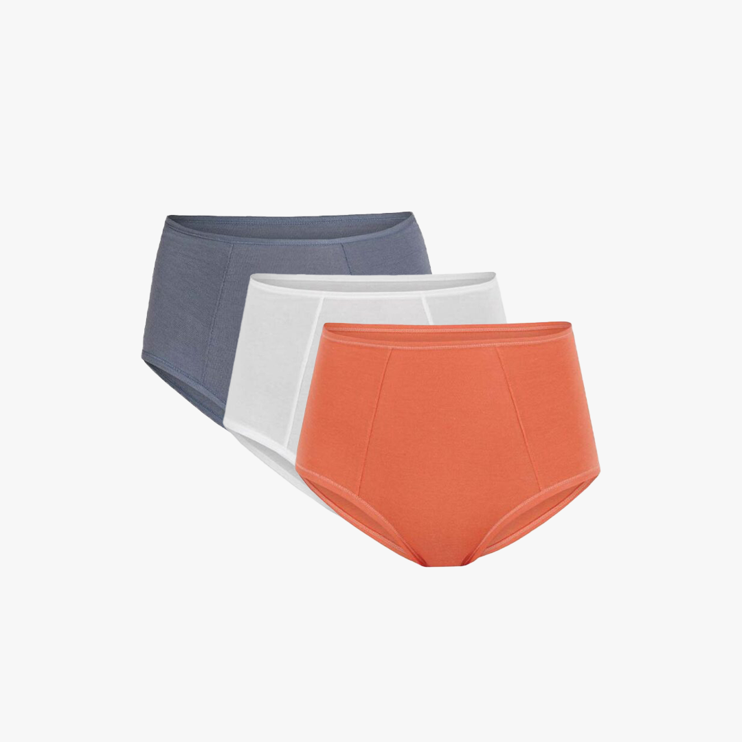 Plain Cotton High-Waist Brief | 3-Color Pack White, Peach, Slate
