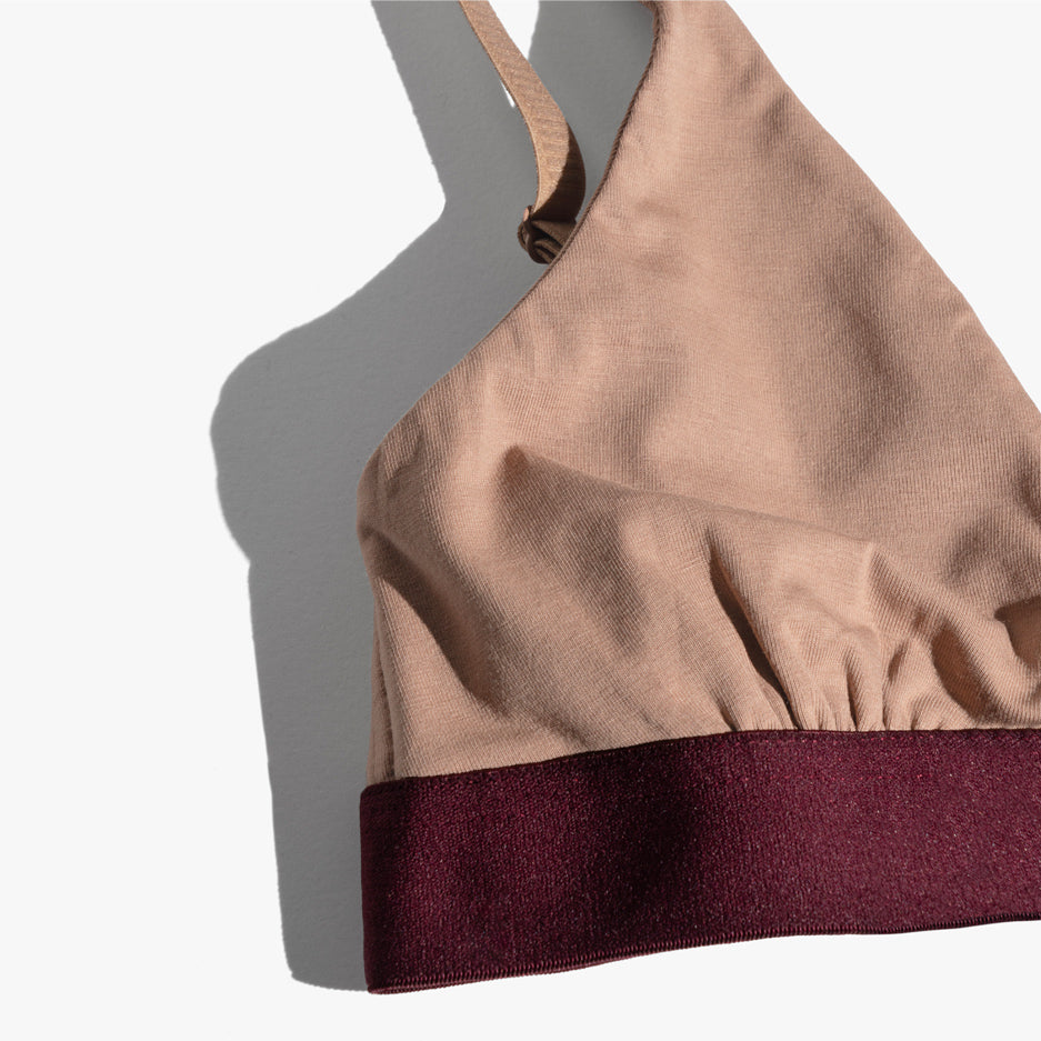 Triangle Bra | Mocha with Wine Band