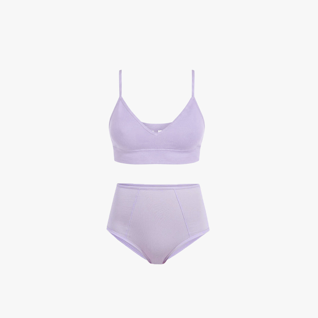 V-Neck Bra Top + High-Waist Brief Set