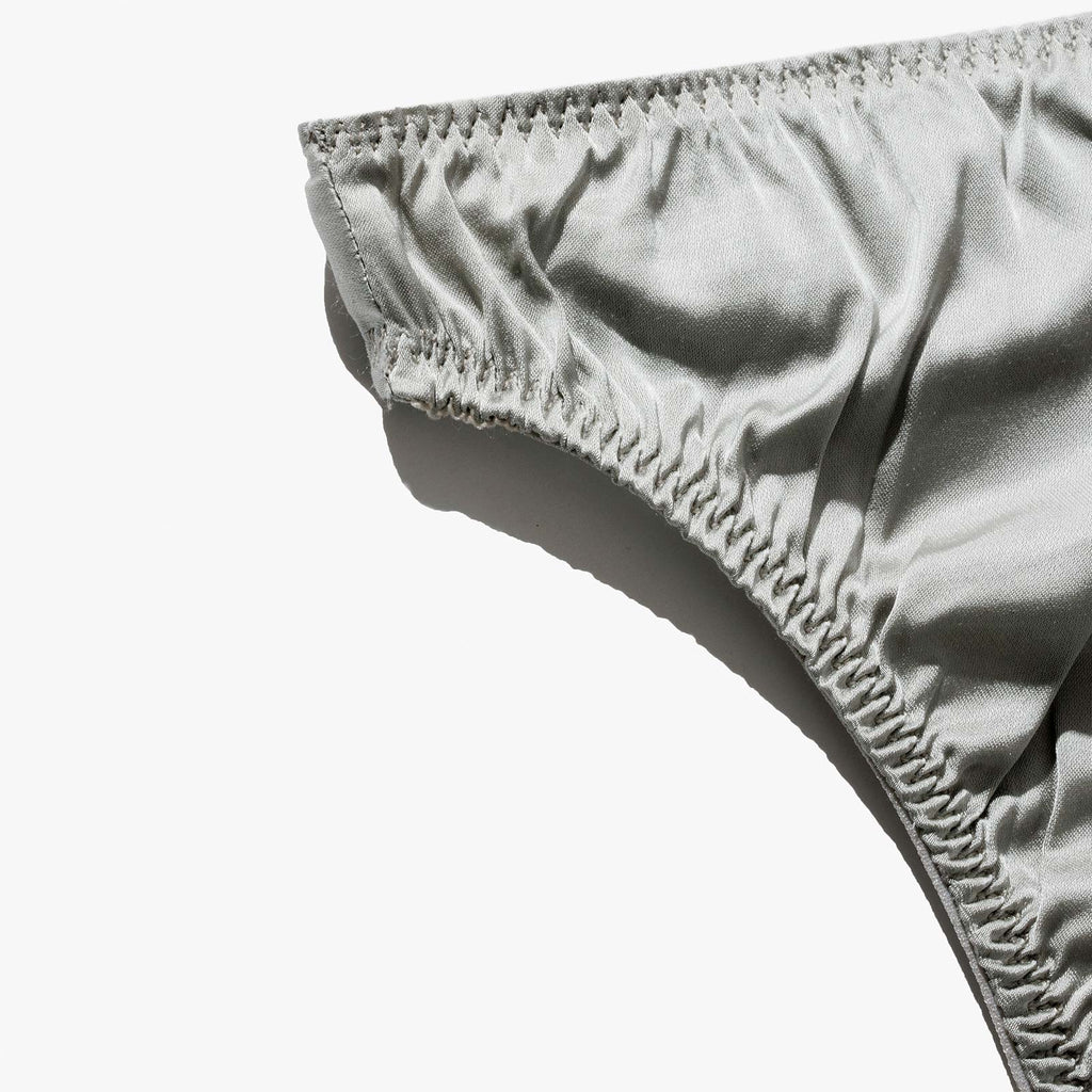 Silk Thong + Plain Bralette Set