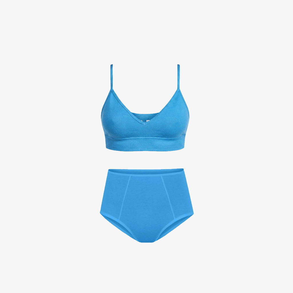 V-Neck Bra Top + High-Waist Brief Set