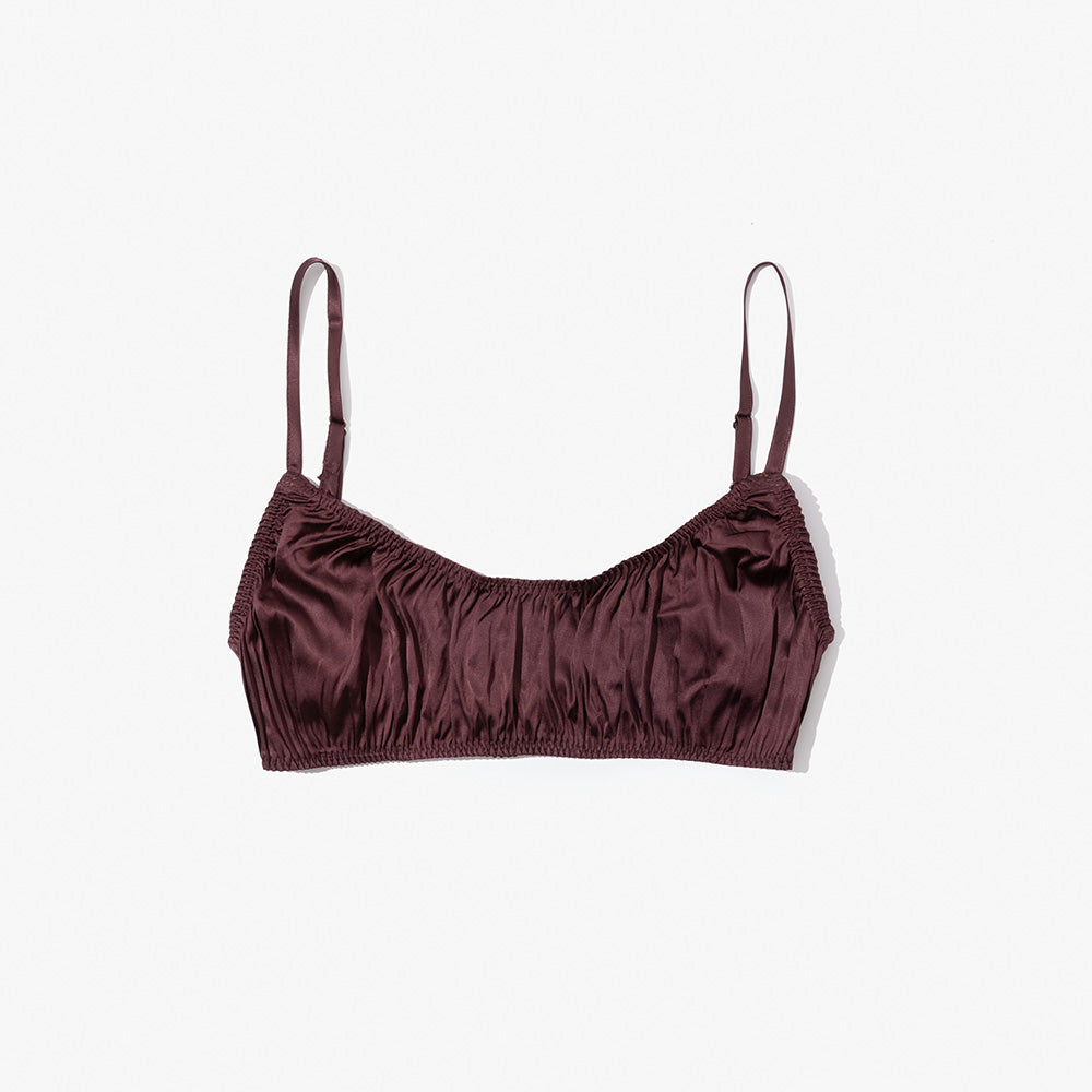Silk Thong + Plain Bralette Set