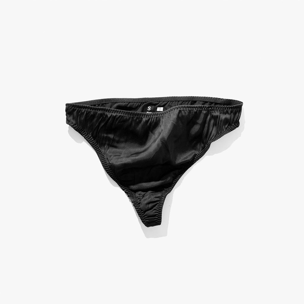 Silk Thong + Plain Bralette Set