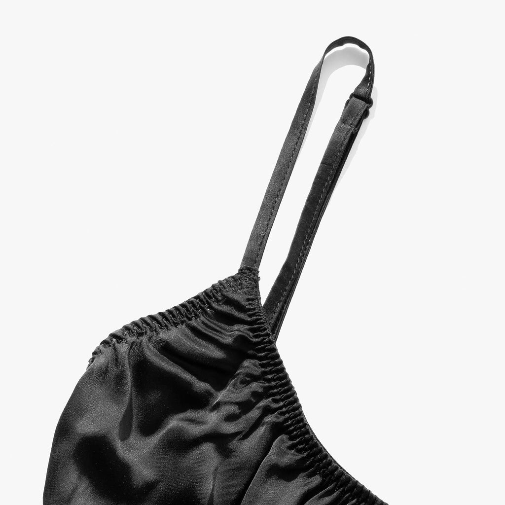 Silk Thong + Plain Bralette Set