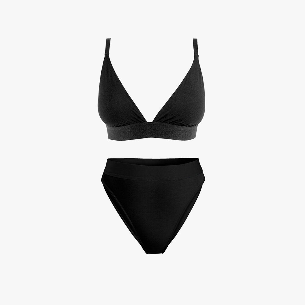 Triangle Bra + Elastic French Brief Set
