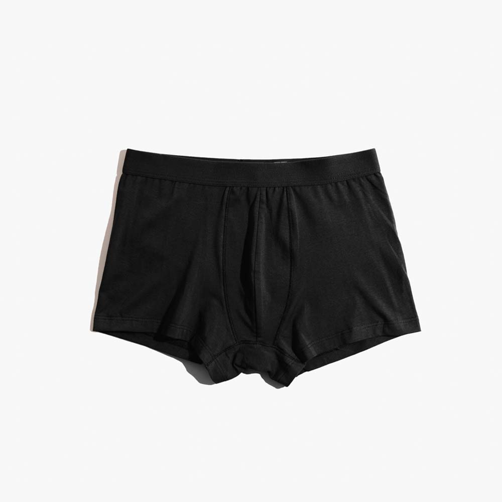 Black Printed Cotton Undershirt + 2-Pack Plain Black Trunks