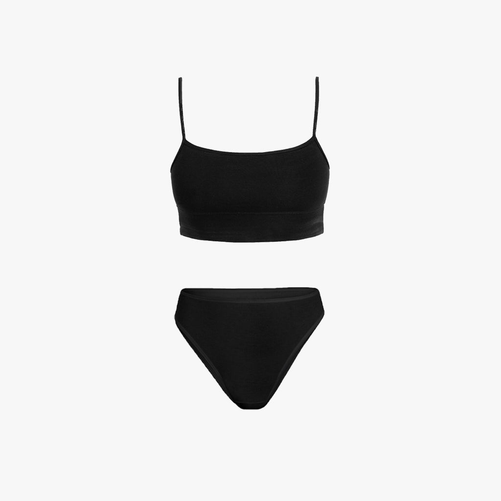 Straight-Neck Bra Top + Plain French Brief Set