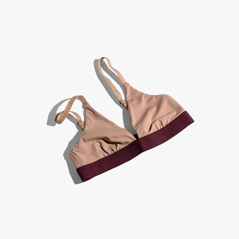Triangle Bra | Mocha with Wine Band