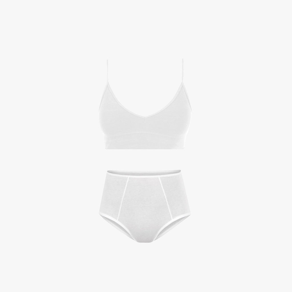 V-Neck Bra Top + High-Waist Brief Set