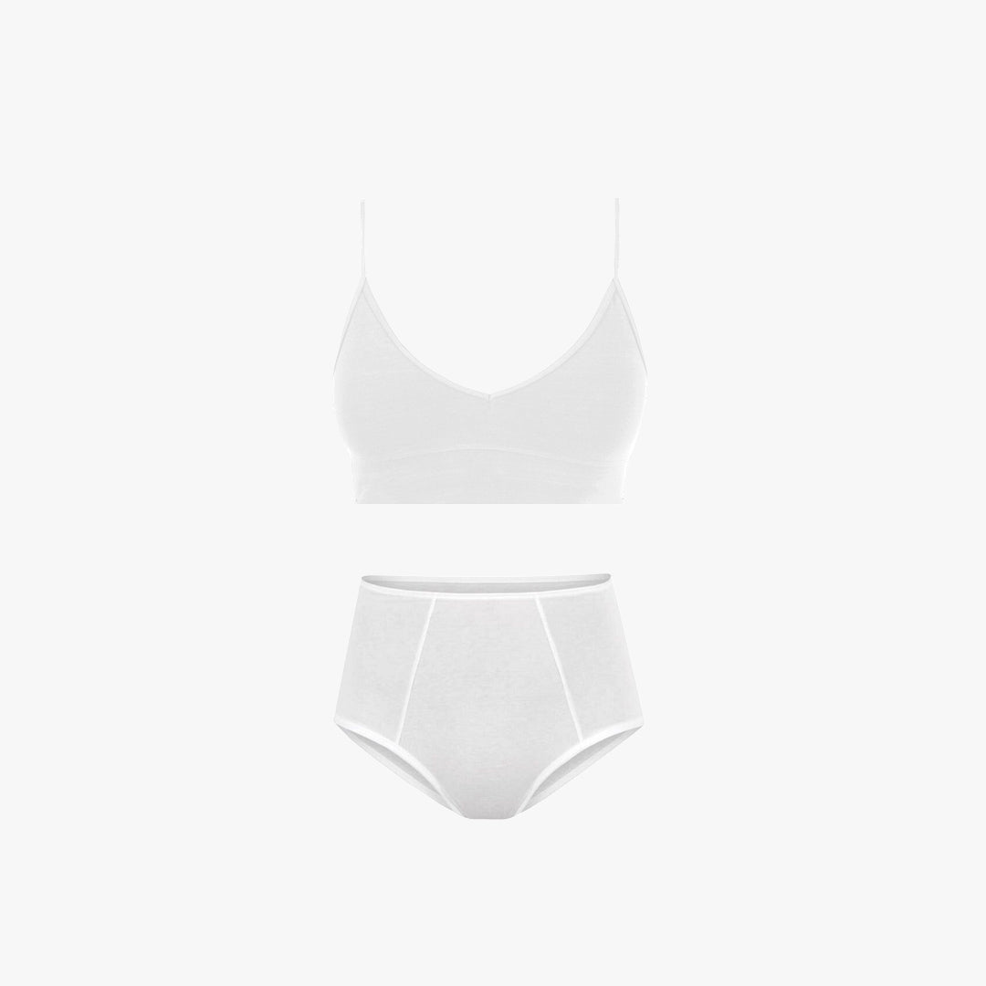 V-Neck Bra Top + High-Waist Brief Set