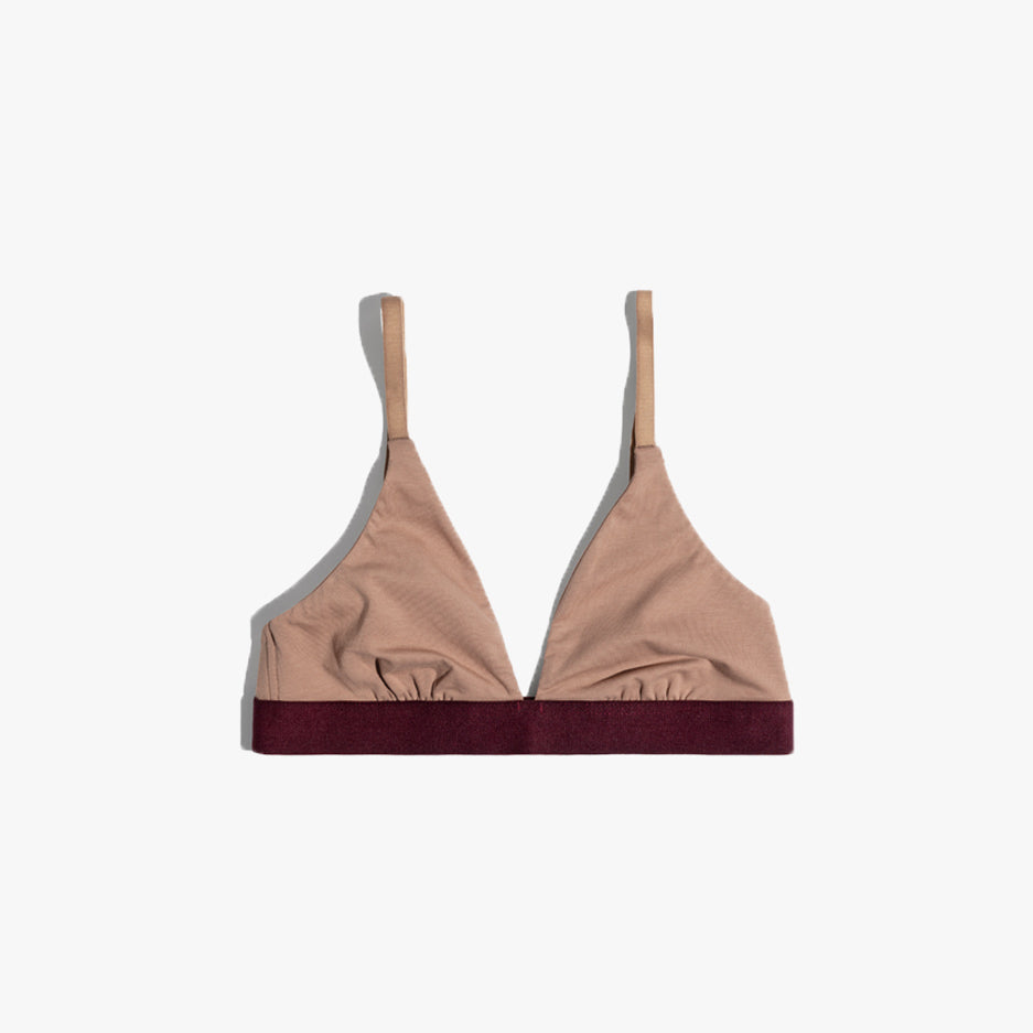 Triangle Bra | Mocha with Wine Band