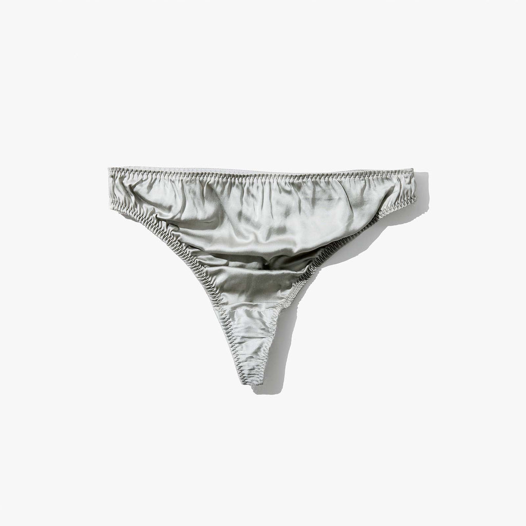Silk Thong + Plain Bralette Set