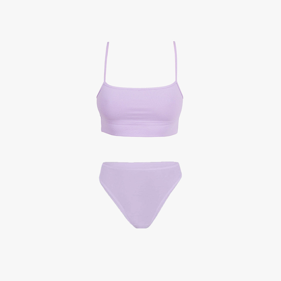 Straight-Neck Bra Top + Plain French Brief Set