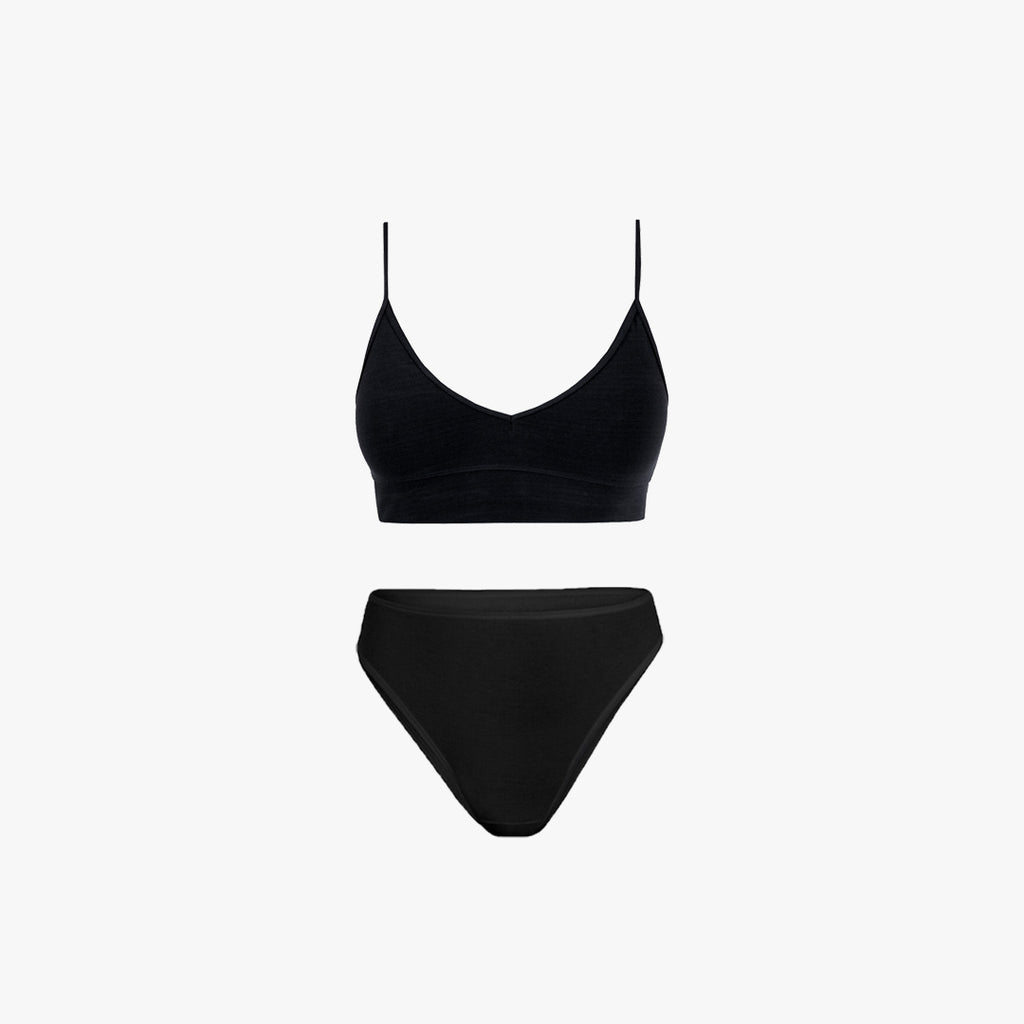 V-Neck Bra Top + Plain French Brief Set