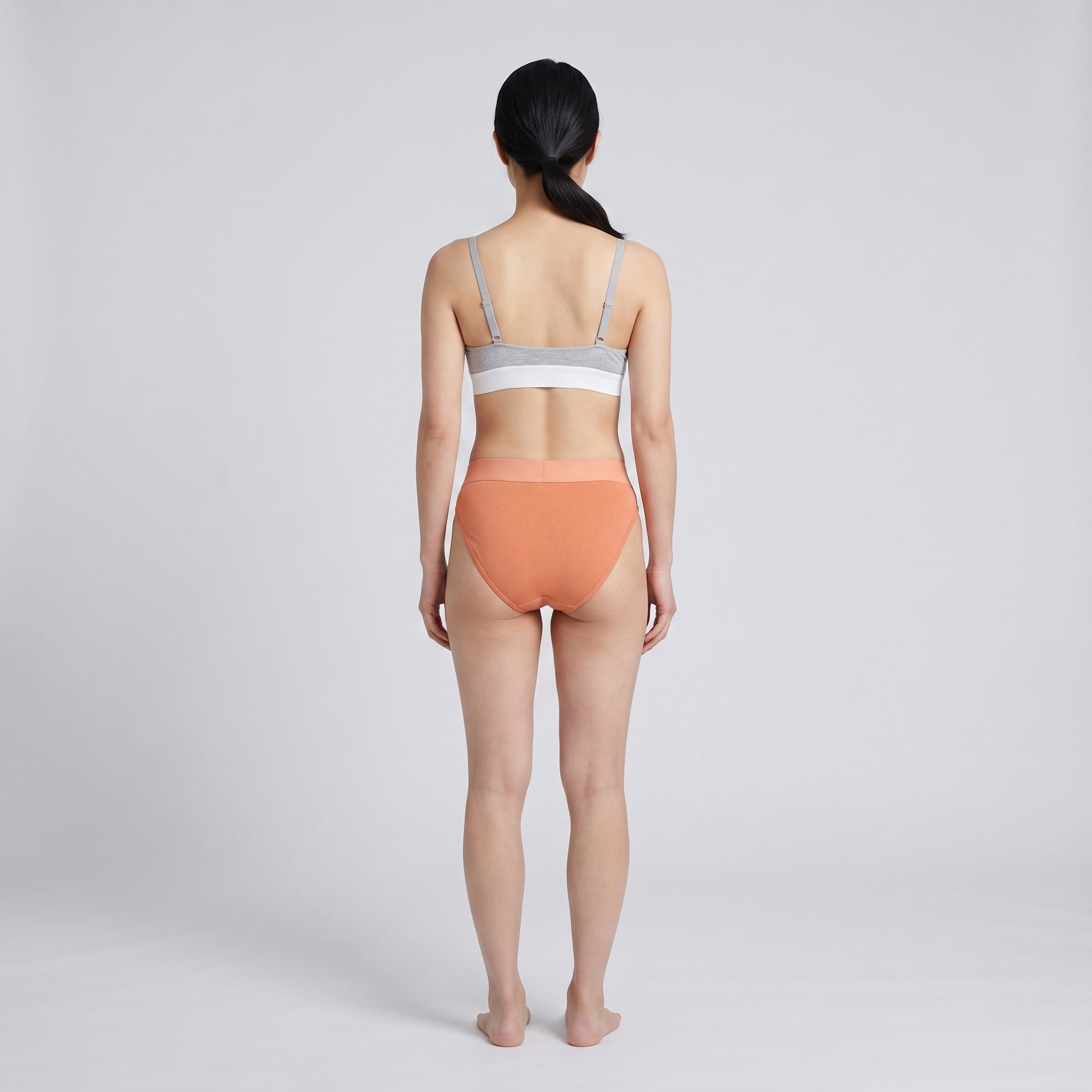 Cotton French Brief + Elastic, worn, back view, second colourway