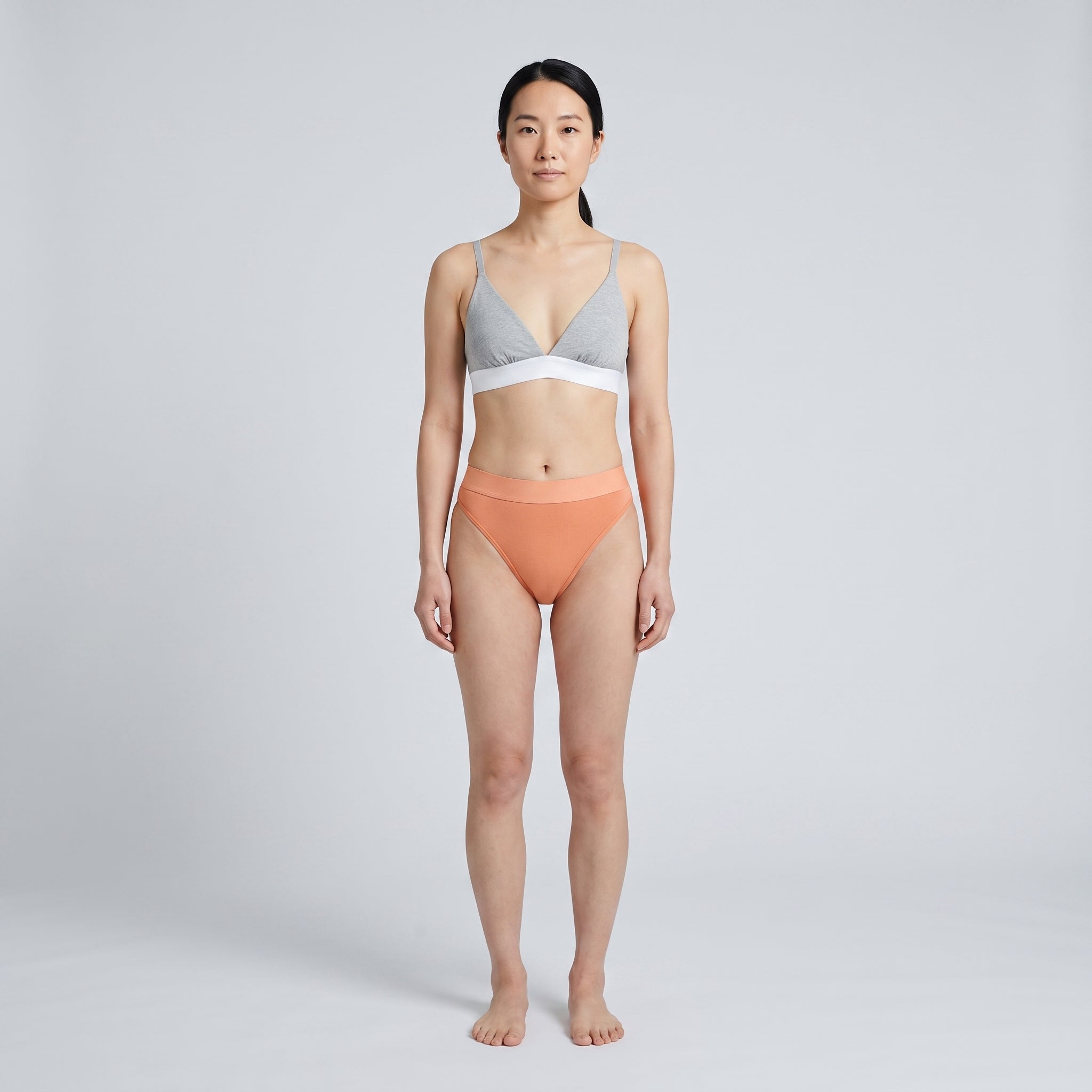 Cotton French Brief + Elastic, worn, front view, second colourway
