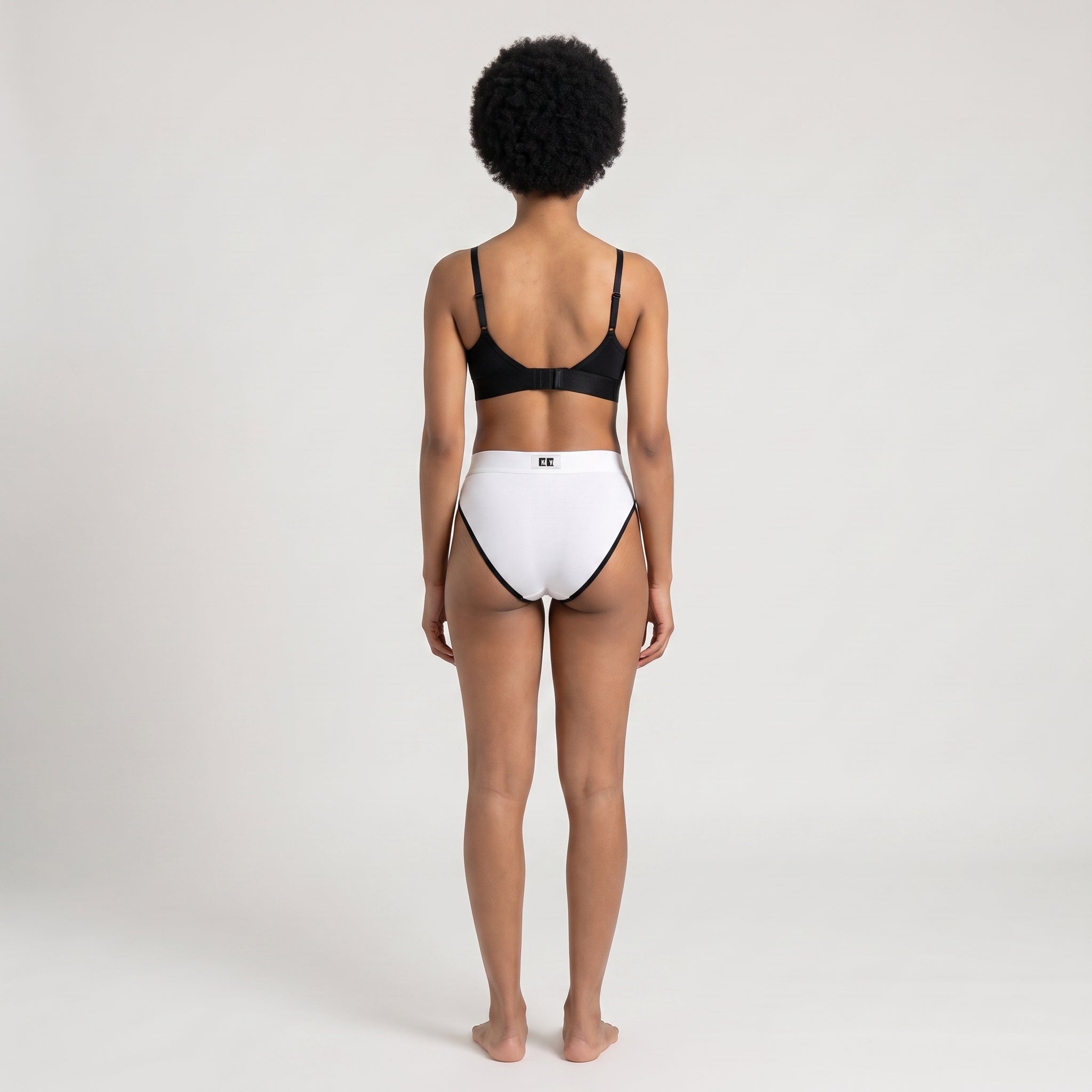 Cotton French Brief + Elastic + Logo, worn, back view, second colourway