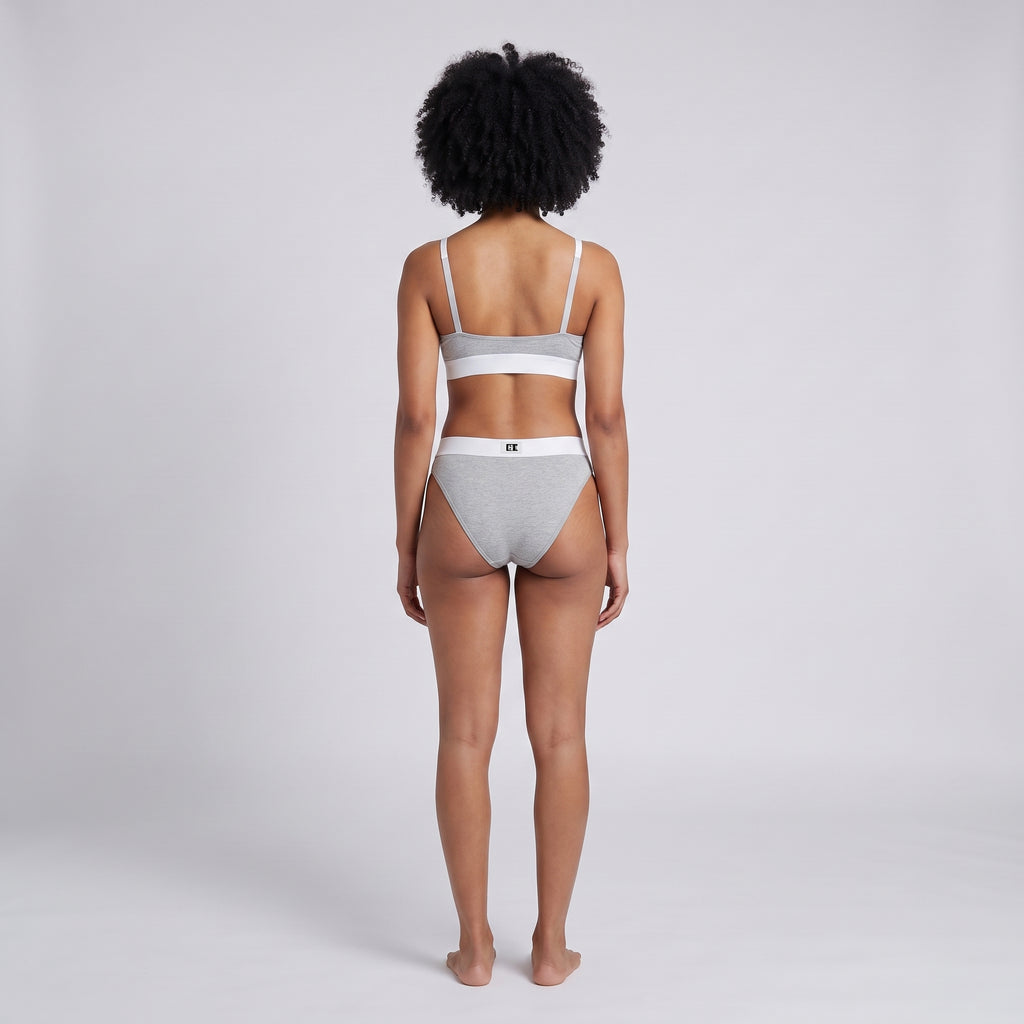 Cotton French Brief + Elastic + Logo, worn, back view