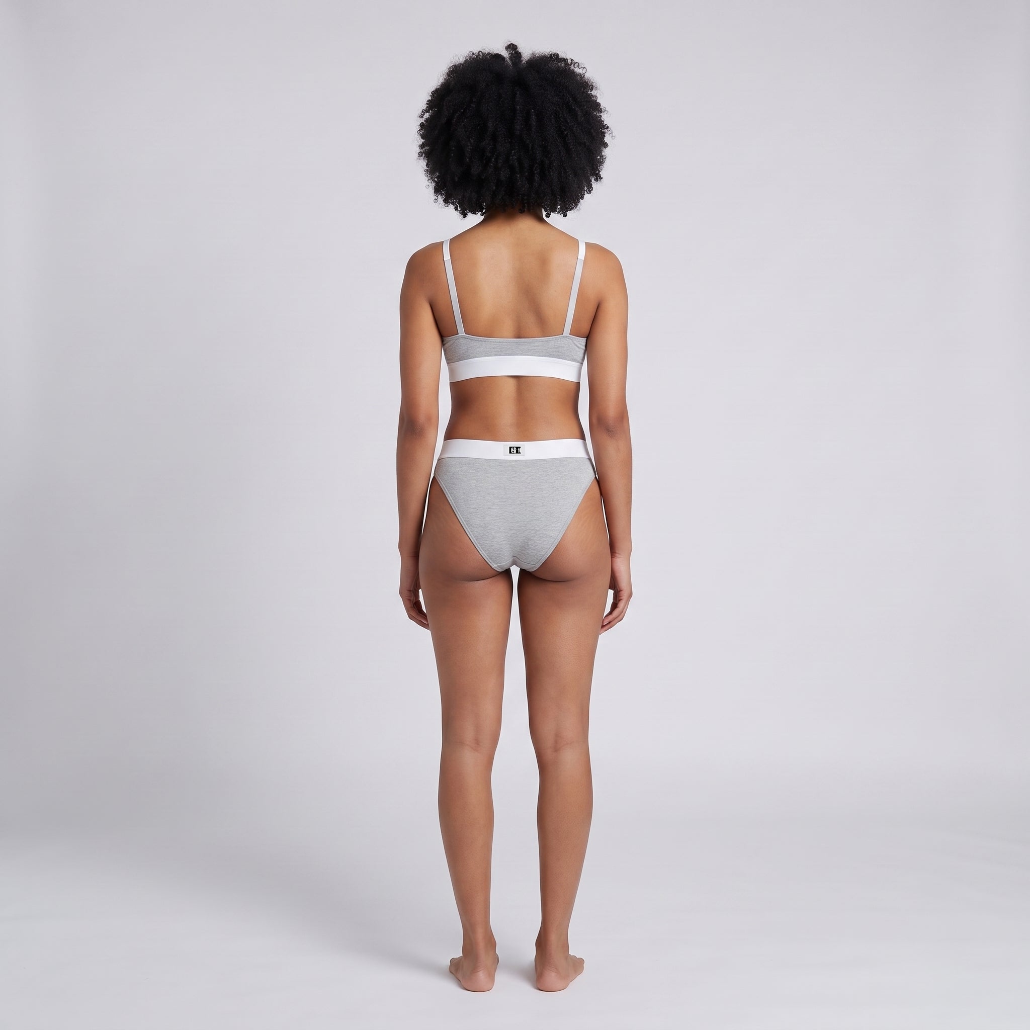 Cotton French Brief + Elastic + Logo, worn, back view