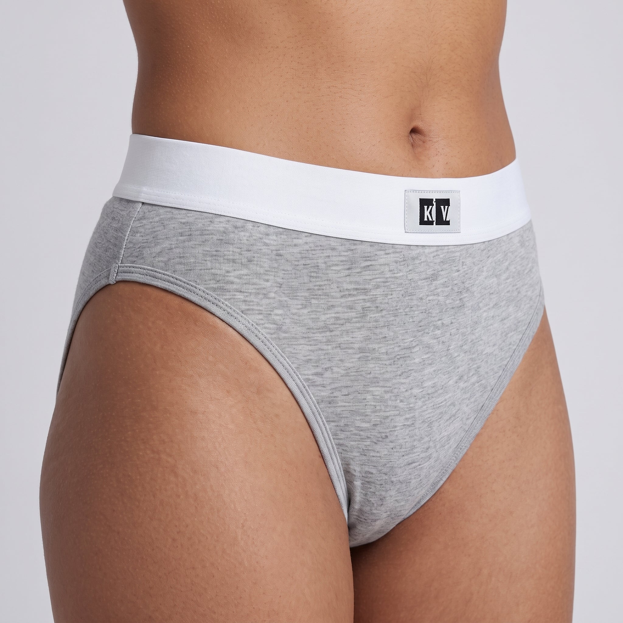 Cotton French Brief + Elastic + Logo, worn, close-up