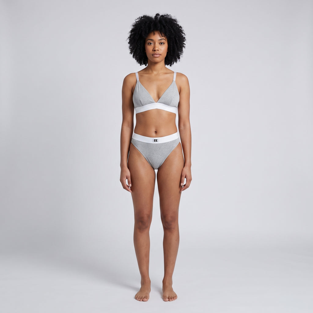 Cotton French Brief + Elastic + Logo, worn, front view