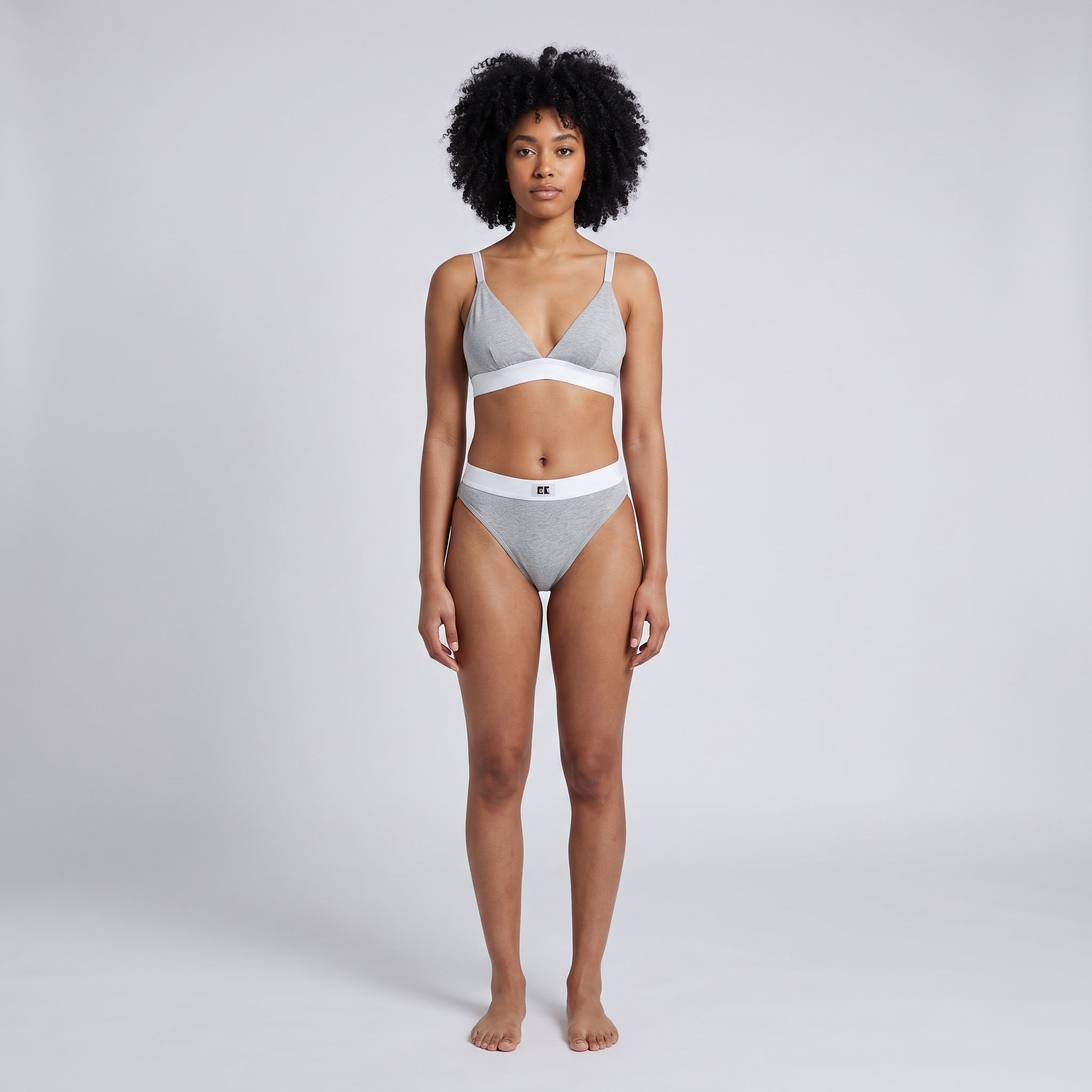 Cotton French Brief + Elastic + Logo, worn, front view