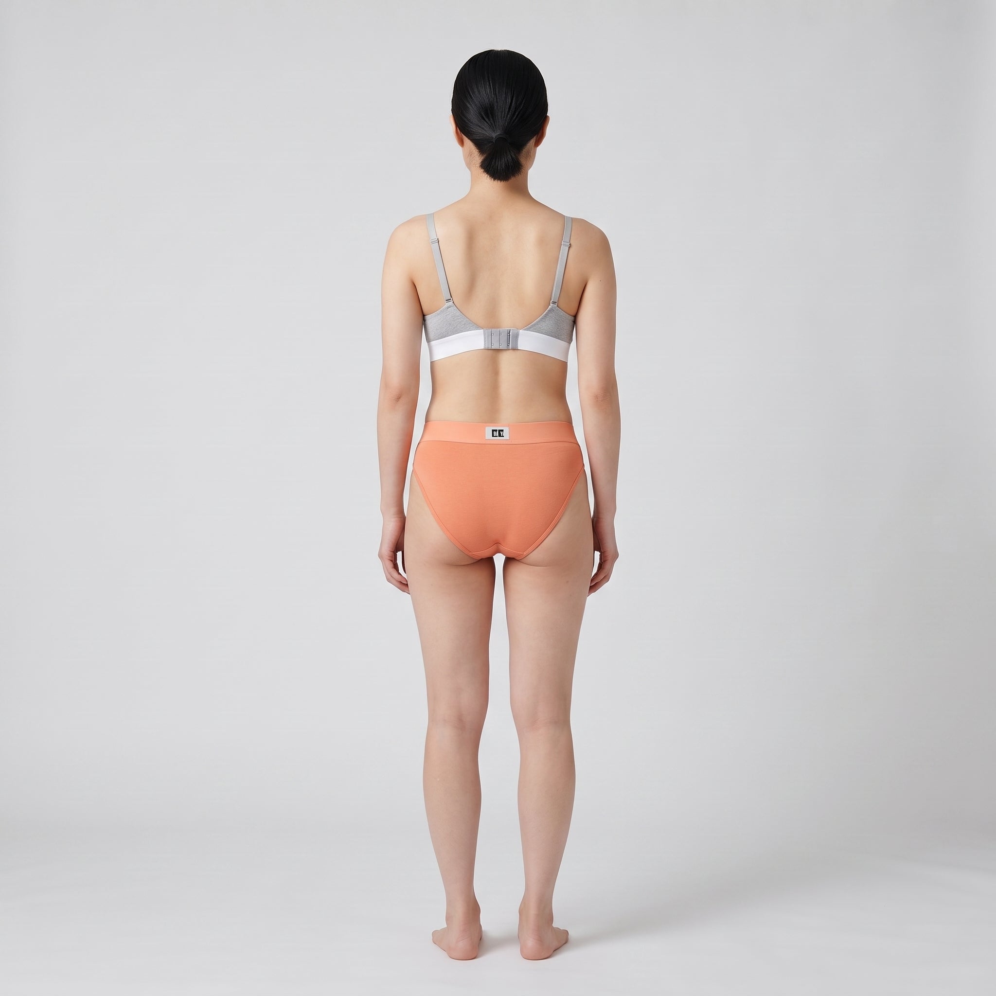 Cotton French Brief + Elastic + Logo, worn, back view, second colourway