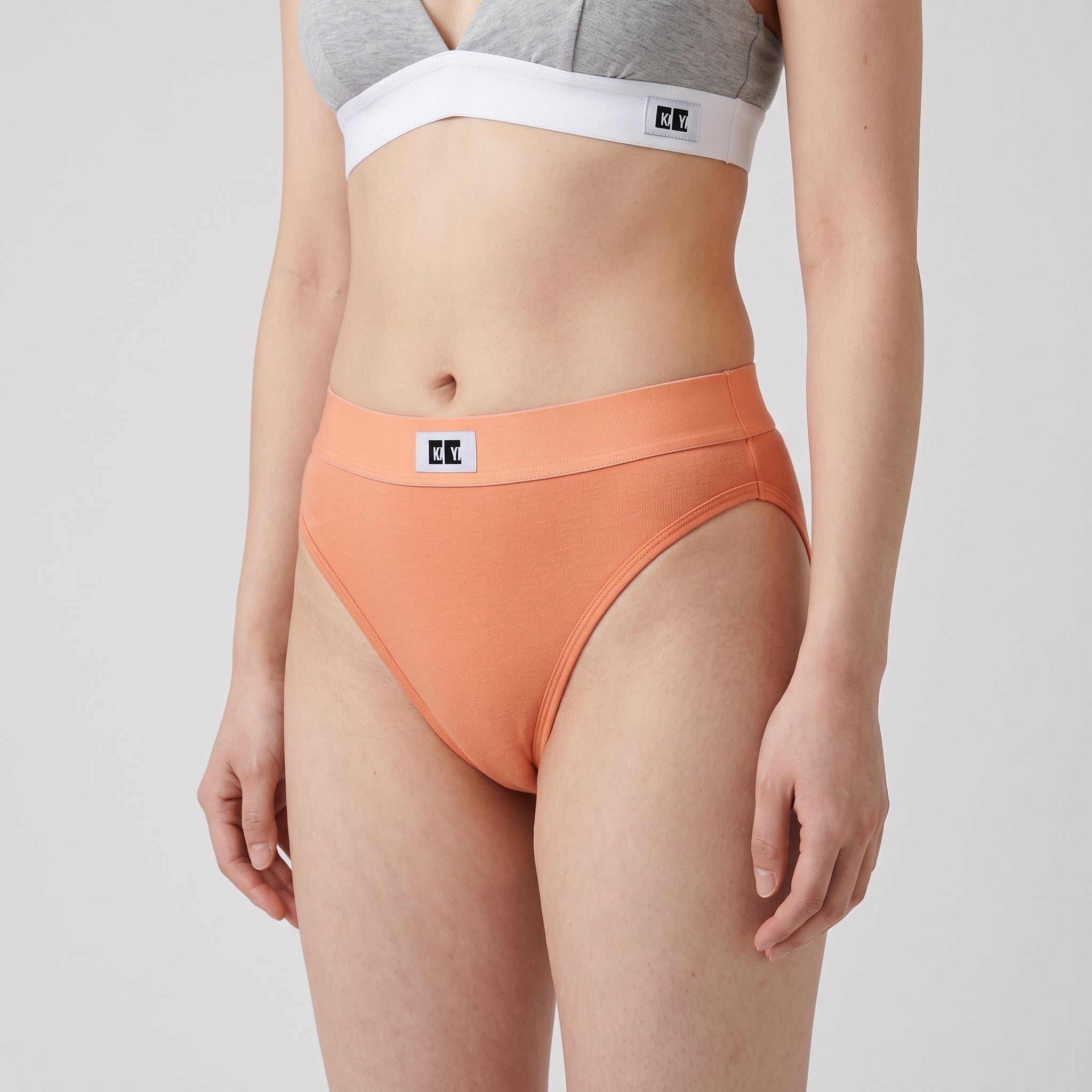 Cotton French Brief + Elastic + Logo, worn, close-up, second colourway