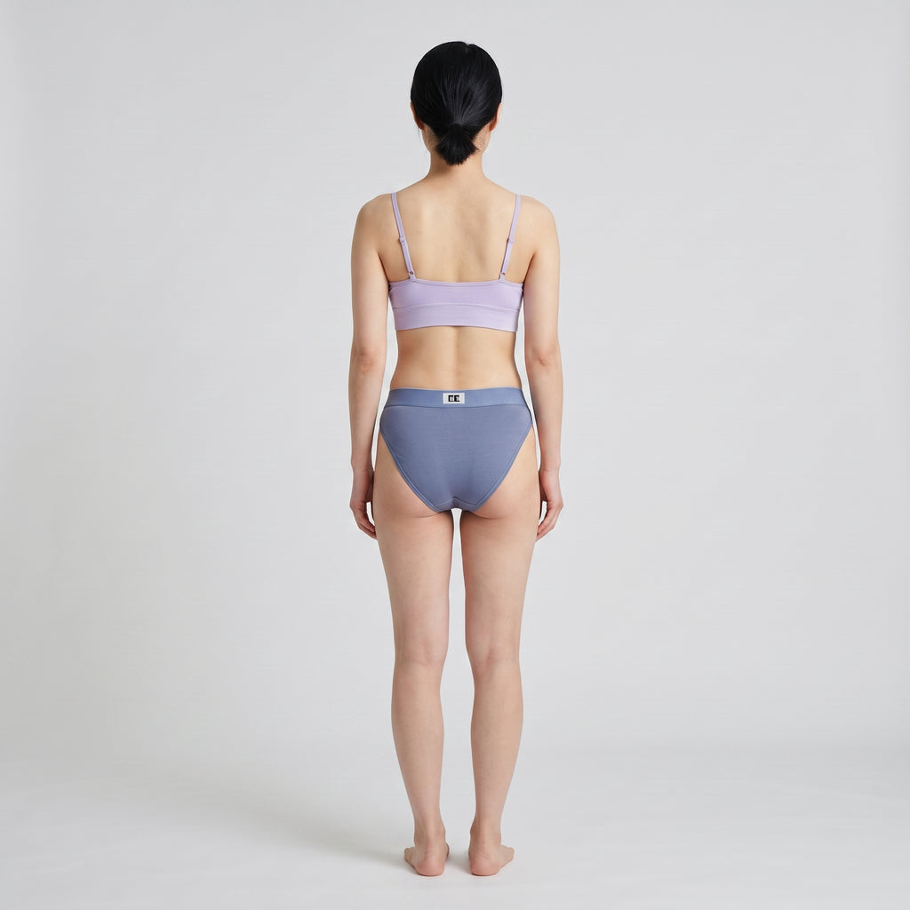 Cotton French Brief + Elastic + Logo, worn, back view