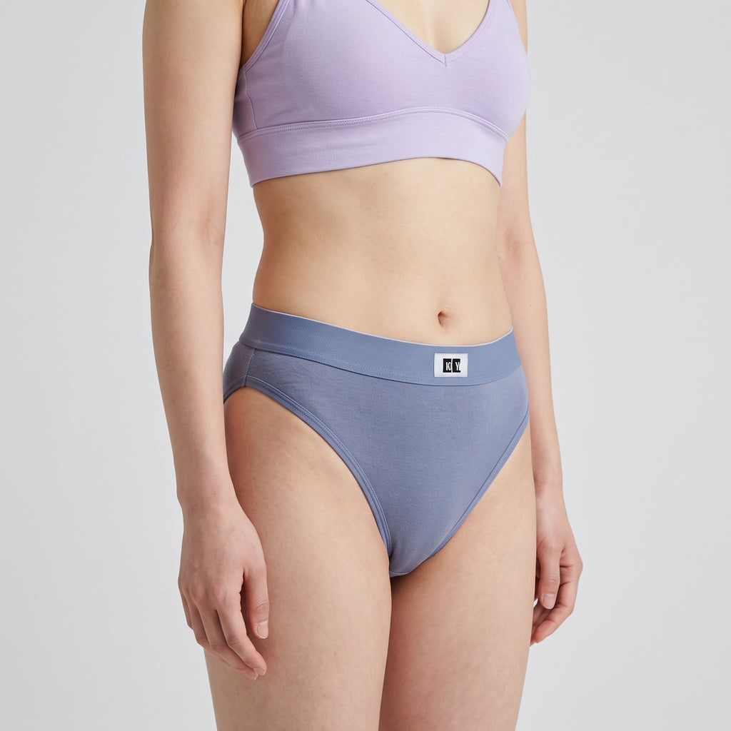 Cotton French Brief + Elastic + Logo, worn, close-up