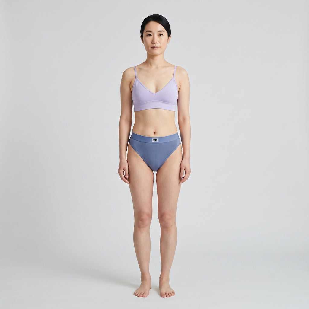 Cotton French Brief + Elastic + Logo, worn, front view