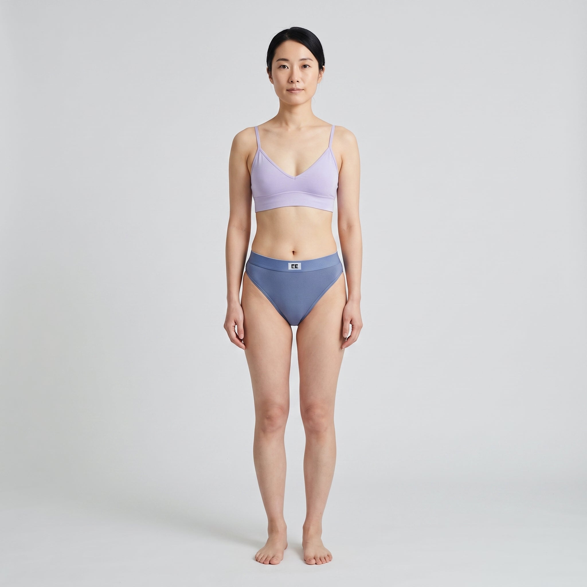 Cotton French Brief + Elastic + Logo, worn, front view