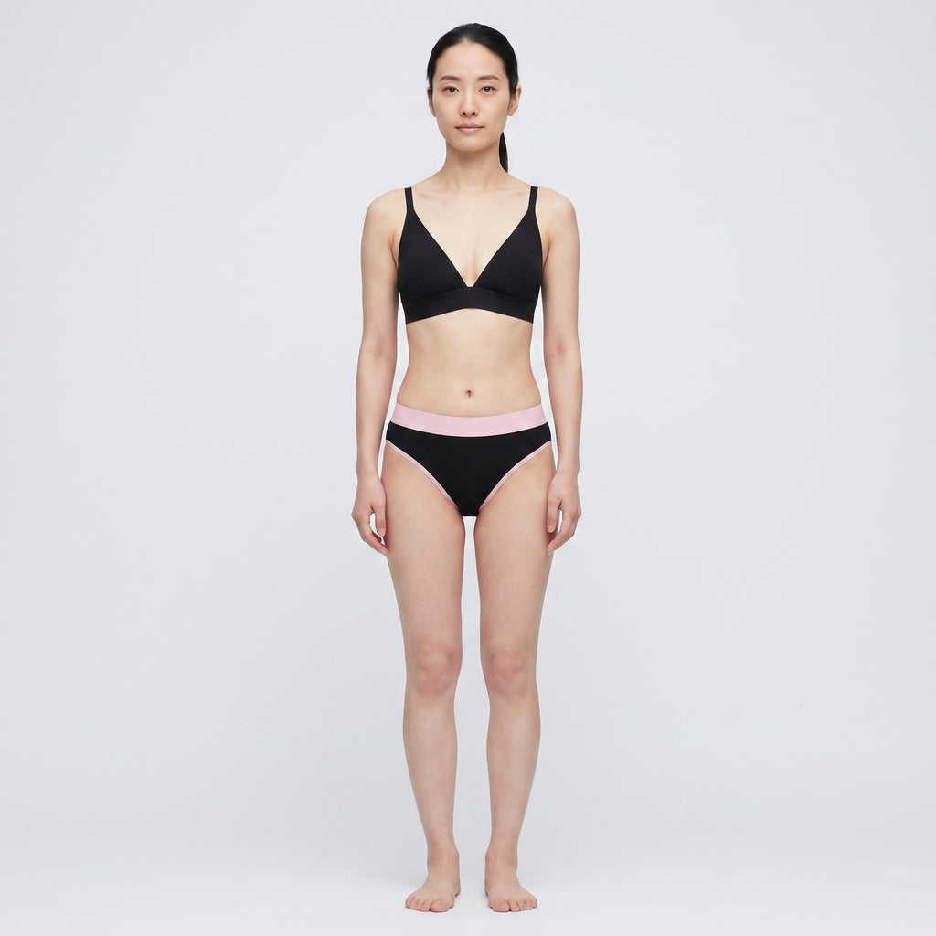 Cotton French Brief + Elastic, worn, front view