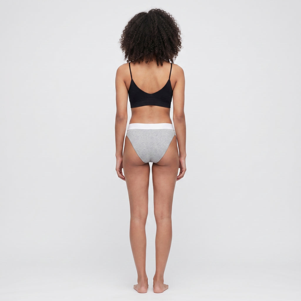 Cotton French Brief with Elastic Band, worn, back view, second colourway