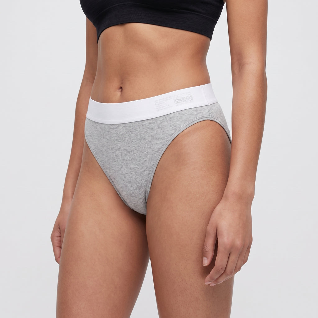 Cotton French Brief with Elastic Band, worn, close-up, second colourway