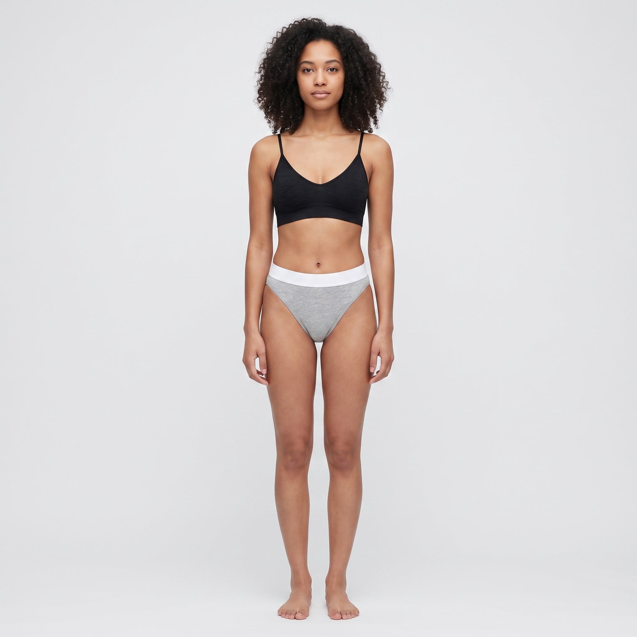 Cotton French Brief with Elastic Band, worn, front view, second colourway