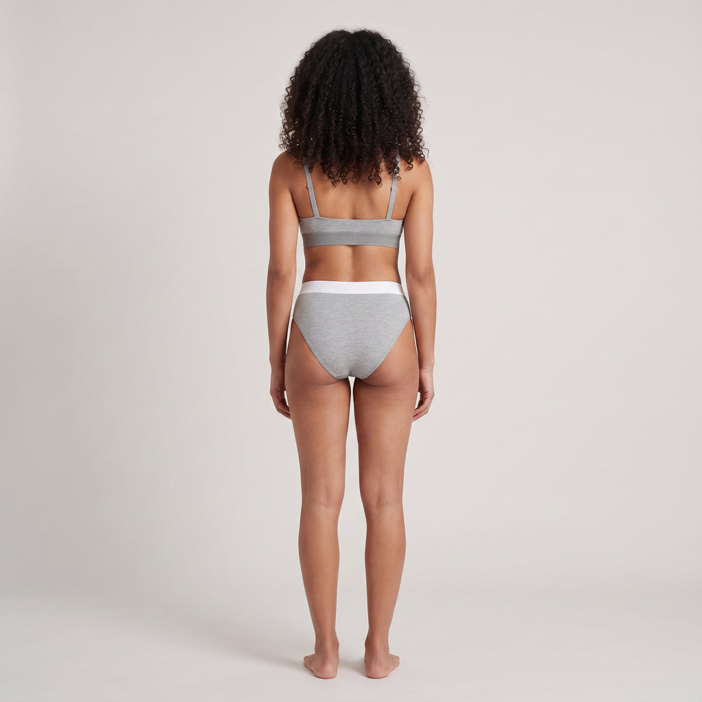 Cotton French Brief with Elastic Band, worn, back view