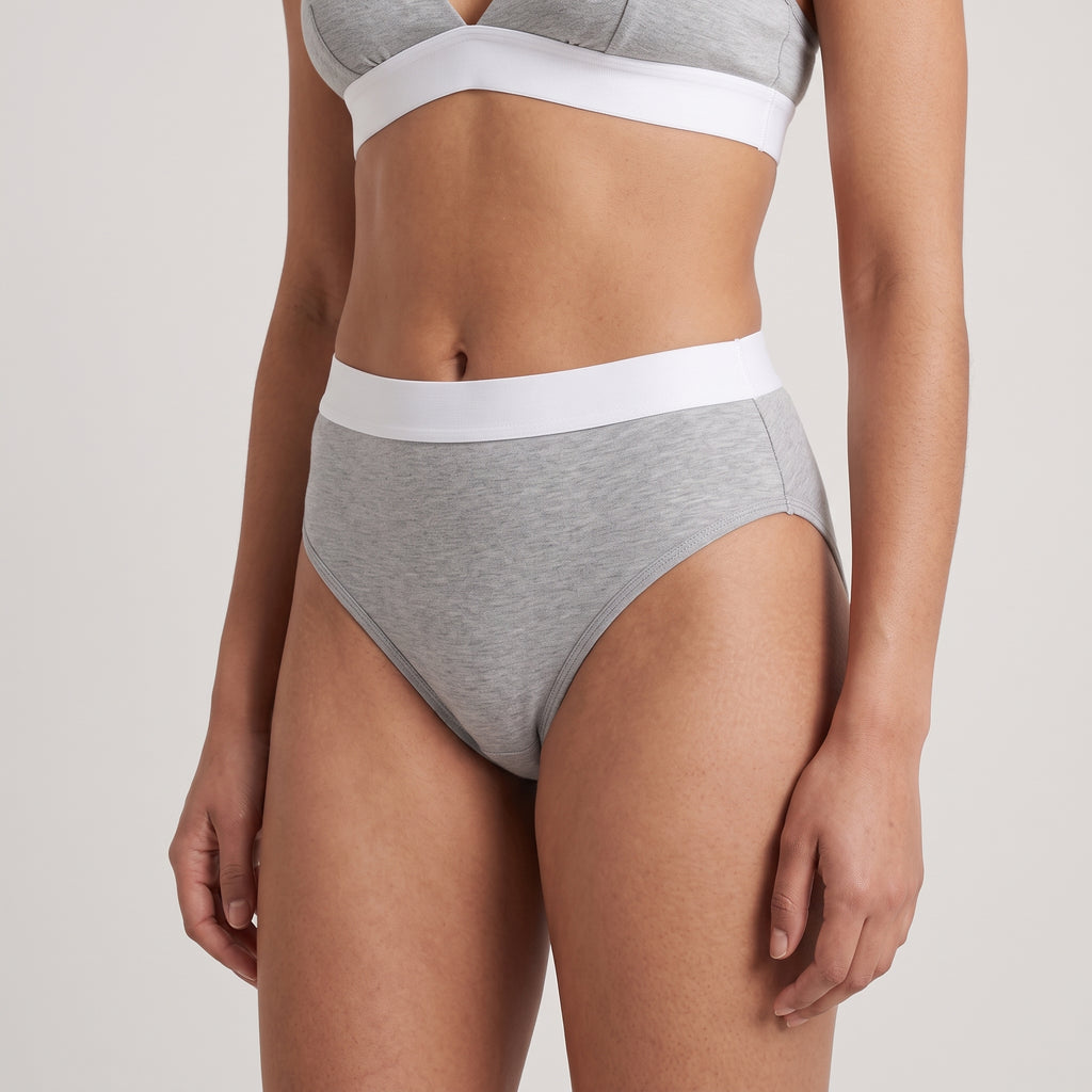 Cotton French Brief with Elastic Band, worn, close-up